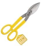 DOWELL 12” Tin Snips Metal Cutters with Flat Blade, with Comfortable Yellow Rubber Handle for DIY Handyman,Roofers, Mechanics, Homeowners