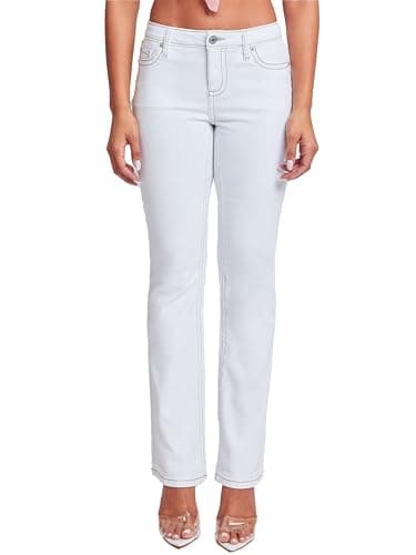 YMI Jeans Women's Heavy Stitch Bootcut Jeans with Embroidered Pockets, K White, 5