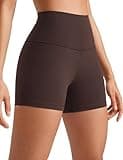 CRZ YOGA Womens Butterluxe Biker Shorts 4'' - High Waisted Booty Workout Volleyball Yoga Spandex Hot Fudge Brown Small