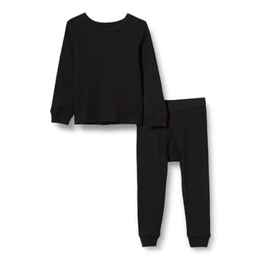 Amazon Essentials Boys' Thermal Long Underwear Set, Black, Medium