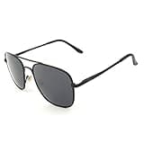 J+S Premium Military Style Classic Aviator Sunglasses, Polarized, 100% UV protection for Men Women (Square Frame - Black Frame/Gray Square Lens)