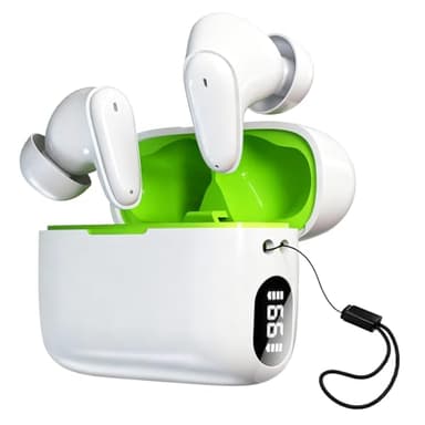 Hearing Aids, Miniature Hearing Amplifiers for Adults Seniors Noise Cancelling, Rechargeable Hearing Aids with Crystal Clear Sound, and LED Power Display（White-Green)