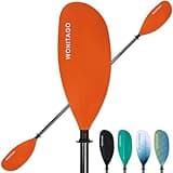 WONITAGO Kayak Paddles Carbon Fiber Shaft Paddle with Nylon Blades, Floating Adjustable Kayaking Oars, 3 Piece, 230-250 cm/90-98 Inches Orange