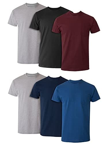 Hanes mens Comfortsoft Tagless Pocket Undershirt, 6-pack Underwear, Assorted, Small US