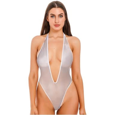 JasmyGirls Micro Bikini Extreme Slutty Sheer Transparent Lingerie for Women Sexy One Piece Swimsuit Bathing Suit Swimwear Mesh Bodysuit