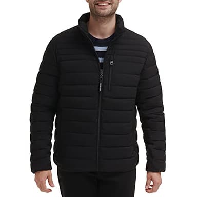 Calvin Klein Men's Classic Packable Down Jacket, Black Stretch, Small