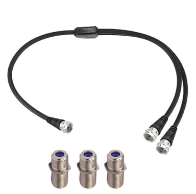 RedYutou F-Type RG6 Cable Splitter 3 Way Internet and TV 75Ohm Splitter Combiner F Male to F Dual Male Cable 30cm (12 inches) Y-Type (with F-Type Female Adapter 3pcs)