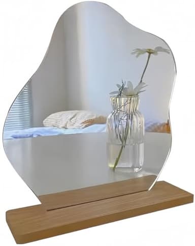 Allpdesky Aesthetic Room Decor Desk Mirror, Decorative Locker and Table Frameless Cloud-Shaped Asymmetrical Mirror