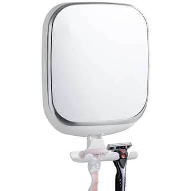 TAILI Shower Mirror Fogless for Shaving, Anti Fog Shaving Mirror with Razor Holder NO-Drilling,Removable,Shatterproof & Waterproof,Wall Mounted Bathroom Accessories with Powerful Suction(White)