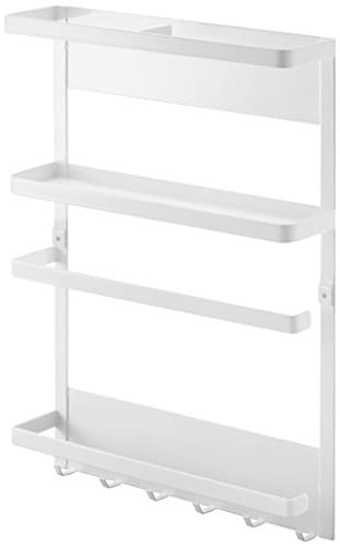 Yamazaki Industries 2907 Magnetic Refrigerator Side Rack, White, Approx. W 9.6 x D 2.6 x H 13.4 inches (24.5 x 6.5 x 34 cm), Plate, Kitchen Rack, Kitchen Paper Holder