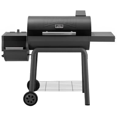Feasto BBQ Charcoal Grill with Offset Smoker Grill and Side Table, 30-In Heavy-Duty Outdoor BBQ Grill with 815 Sq. In. Cooking Space for Outdoor Barbecue in Backyard, Patio and Parties, Black