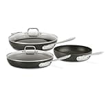 All-Clad HA1 Hard Anodized Non Stick Fry Pan Set 3 Piece, 8, 10, 12 Inch Frying Pans w/ Lid, Induction, Oven Broiler Safe 500F, Lid Safe 350F, Skillets, Pots and Pans Set Non Stick, Cookware, Black