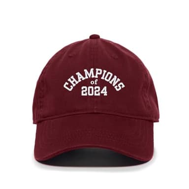 DSGN By DNA Champions of 2024 Embroidered Baseball Cap Cotton Adjustable Dad Hat Burgundy