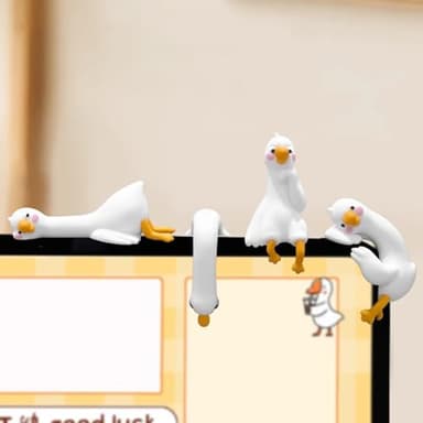 VEAREAR 3D Monitor Decor, 4 Pcs Lazy Goose, Fruit Cat, Giraffe, God Computer Decoration for Office Desk, Kawaii Style Dashboard Decor, Adorable Car Accessories Lazy Goose