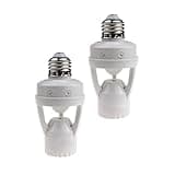 2pcs Motion Activated Light Sockets, E26/E27 Screw in Add on/Off Motion Sensor Sockets for Existing Lights, Dusk and Dawn Auto Motion Sensor Light Sockets Indoor for Porch Garage Basement