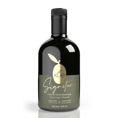 Kue Signature Extra Virgin Cold Pressed - Early Harvest - Monovarietal - EVOO - Oil - Olive Oil with Highest Polyphenols - Healthiest Olive Oil to Drink - Aceite de Oliva Extra Virgen - 16.9 Fl. Oz.