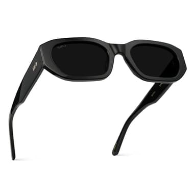WearMe Pro - Women's Chunky Narrow Rectangular Sunglasses - Polarized, Lightweight Acetate, 100% UV Protection (Black/Triple Black Lens)