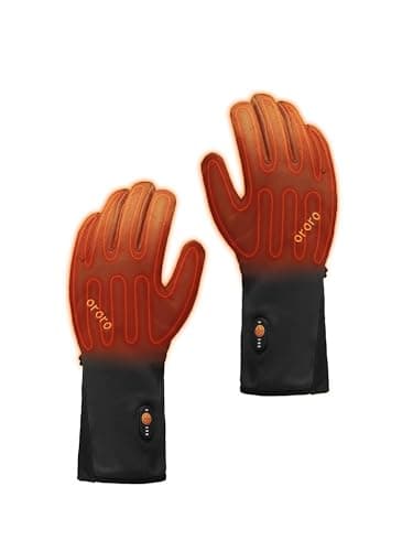 ORORO Heated Gloves Liner for Men and Women, Lightweight Heated Liner Gloves with Battery for Skiing (Black, M)