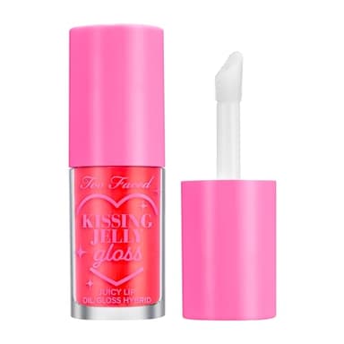 Too Faced Kissing Jelly Lip Oil + Gloss | Hydrating Lip Serum Treatment with Jojoba Oil for Instant Moisture and Glossy Shine, 0.15 Fl Oz, Sour Watermelon