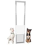 Sliding Glass Dog Door for Rentals and Apartments,No Cutting Easy to Install Aluminum Patio Pets Door with Lockable Panel Can Slide Up and Down Adjustable Height 6.27 to 7.18FT