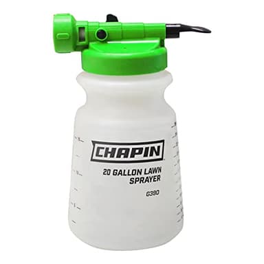 Chapin G390 Hose End Sprayer for Water Soluble Materials, 20 Gallon, 32 Ounce Tank, Finger Control and Backflow Prevention, for Spraying Lawns, Weeds, Insects, Fertilizers, Translucent White