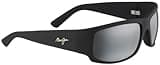 Maui Jim Men's and Women's World Cup Polarized Wrap Sunglasses, Matte Black Rubber/Neutral Grey, Large