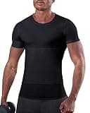 KOCLES Mens Slimming Compression Shirt, Slimming Undershirt Shirts for Men Body Shaper Shapewear Tummy Control - Hide Gynecomastia Man Boobes (X-Large, Black)