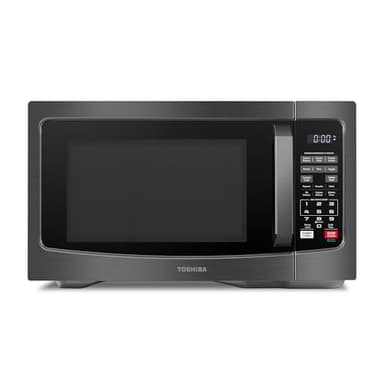 TOSHIBA EM131A5C-BS Countertop Microwave Ovens 1.2 Cu Ft, 12.4" Removable Turntable Smart Humidity Sensor 12 Auto Menus Mute Function ECO Mode Easy Clean Interior Black Color 1000W
