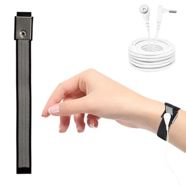Grounding Wrist Strap,Anti-Static Sleep Wristband,Grounding Bracelet with 15 Feet Grounding Cord(Black)