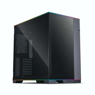 LIAN LI O11D EVO RGB Gaming PC Case E-ATX Desktop Computer Case - Mid Tower Chassis with ARGB Lighting Strips, Front & Side Tempered Glass Panels, Reversible Chassis (Harbor Grey RGB)