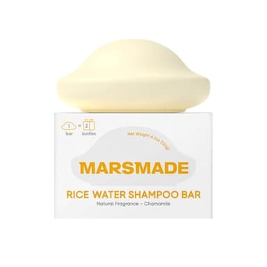 MARS MADE Rice Water Shampoo Bar 2.0 - Hydrating & Moisturizing Natural Hair Soap for Strengthening & Scalp Nourishment - Solid Bar for All Hair Types (120g, 4.23oz)