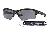 Oakley Quarter Jacket OO9200 920006 61M Matte Black/Grey Sunglasses For Juniors+BUNDLE with Oakley Accessory Leash Kit