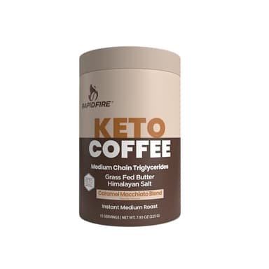 Rapidfire Keto Coffee Instant Coffee Mix, Caramel Macchiato Flavor, 7.93 Ounce (255g), 15 Servings