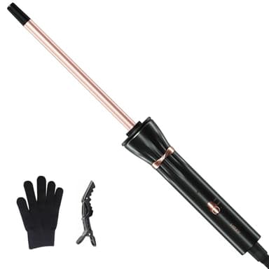 Hahahope 3/8 Inch Curling Iron,9mm Tiny Curling Wand,Ceramic Small Barrel Curling Iron with Adjustable Temperature,Fast Heating,for Short & Long Hair