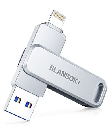 MFi Certified 256GB Flash Drive for iPhone Photo Stick, USB Memory Stick High Speed iPhone Flash Drive, External Memory Storage USB Stick Thumb Drive for iPhone/iPad/Android/PC (Metallic Silver)
