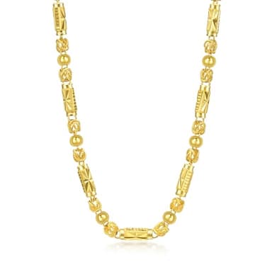 CHOW SANG SANG 999.9 24K Pure Gold Beaded Bar Machinery Chain Necklace for Women & Men 50cm 60465N Price-by-Weight 23.58g Gold