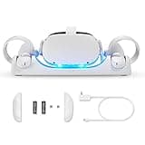 BINBOK VR Charging Dock for Meta Quest 2 with LED Light, Magnetic Charging Station for Oculus Quest 2 VR Headset and Touch Controllers, with 2 Rechargeable Batteries/Type-C Charger Cable