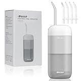 PAVAP Cordless Water Dental Flosser for Teeth - Retractable Oral Irrigator Rechargeable Teeth Cleaner with 4 Modes with DIY, 4 Jet Tips, Portable IPX7 Waterproof for Teeth Cleaning Home Travel (Grey)