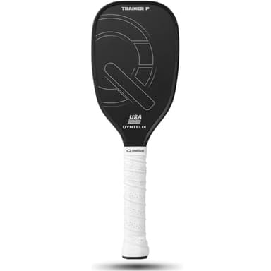 Pickleball Training Paddle -USAPA Approved Pickleball Trainer Practice Paddle,Carbon Fiber Particle Paint Frosted Surface, Extra Long Handle,16mm Core Sports Sweet Spot Training Racket