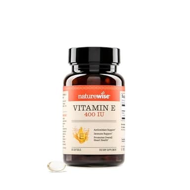 NatureWise Vitamin E 400 IU Softgels (180mg DL-Alpha) - Dairy, Gluten, and Soy Free, Non-GMO Antioxidant Dietary Supplement for Skin, Heart, Eye, and Immune Health Support - 2-Month Supply, 60 Count