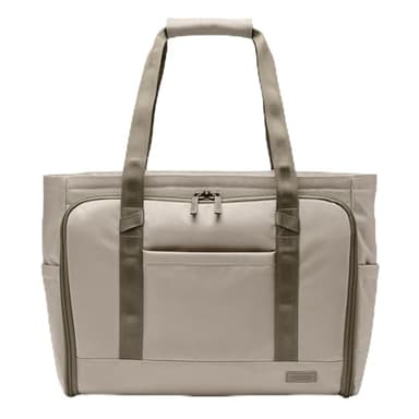 Halfday Convertible Garment Tote: 2-in-1 Travel Tote & Garment Bag, Carry-on for 1-2 Day Trips (16” Laptop Pocket, Shoe Compartments, Trolley Sleeve), Water-Resistant Ballistic Nylon, Stone