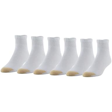 GOLDTOE Men's 656p Cotton Quarter Athletic Socks, Multipairs, White (6-Pairs), X-Large