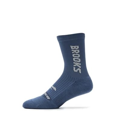 Brooks Ghost Crew Socks I Performance Running Cushioned Socks with Arch Support for Men & Women - Steel Blue/Brooks - Large