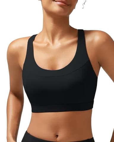 RUNNING GIRL Sports Bras for Women High Support,Racerback High Impact Sports Bra with Sewn in Pads(3025Black_M) A-Black
