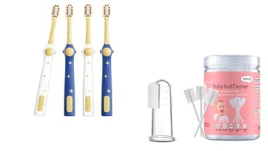 EASICUTI Extra Soft Kids Toothbrushes 4 Pack and 42Pcs Disposable Baby Tongue Cleaner