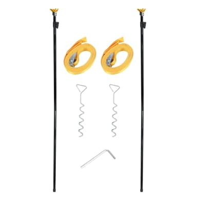 HUAALIUCHE RV Awning Tie Down Kit Pole with Yellow Strap, Awning Pole & Tie Down Kit Heavy Duty Campers,RV Awning Support Poles,Support System (Adjustable Length 78"-114") - 2 Pack