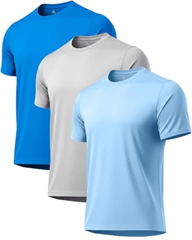 3 Pack Swim Shirts for Men Sun Protection Short Sleeve UPF 50+ Fast Dry Lightweight Gym Hiking Rash Guard Water Shirt