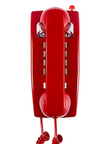 Traditional Red Wall Phones for Landline Mechanical Ringing, Classic 2554 Wall Telephone Ringing Indicator, Retro Wall Phone Hearing Aid, Old Wall Mount Phone for Home,School, Backup Telephone