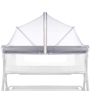 DUSHARKFUN Bassinet Cover Mosquito Net for Babies to Keep Insects/Bugs/Cats Out, Toddler Bassinet/Bedside Sleeper/Crib Net with Two-Way Zippers & Storage Bag, Breathable Mesh Holes, White