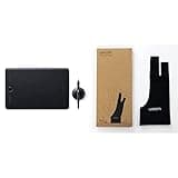 Wacom Intuos Pro Medium Bluetooth Graphics Drawing Tablet, 8 Customizable ExpressKeys, 8192 Pressure Sensitive Pro Pen 2 Included, Compatible with Mac OS and Windows,Black and Wacom Drawing Glove, Two-Finger Artist Glove for Drawing Tablet Pen Display, 90% Recycled Material, eco-Friendly, one-Size (1 Pack), Black